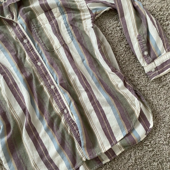 American Eagle Stripped Button Down Oversized Shirt - Picture 3 of 6